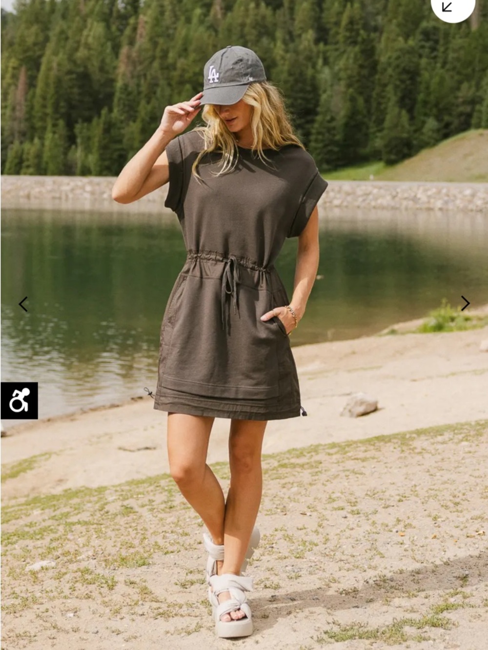 bohme Olive Green Drawstring Mini Dress